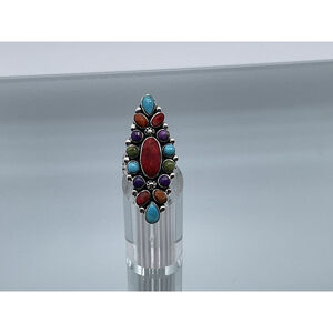 Beautiful 925 Sterling Silver Multi Stone Native Ring